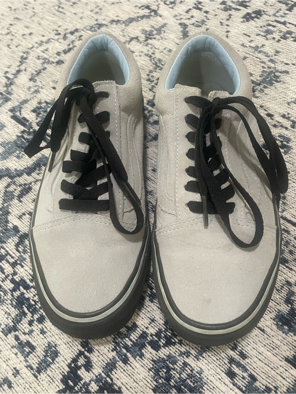 Men's Vans Old Skool Suede Casual Sneakers in Light Blue with Black Laces